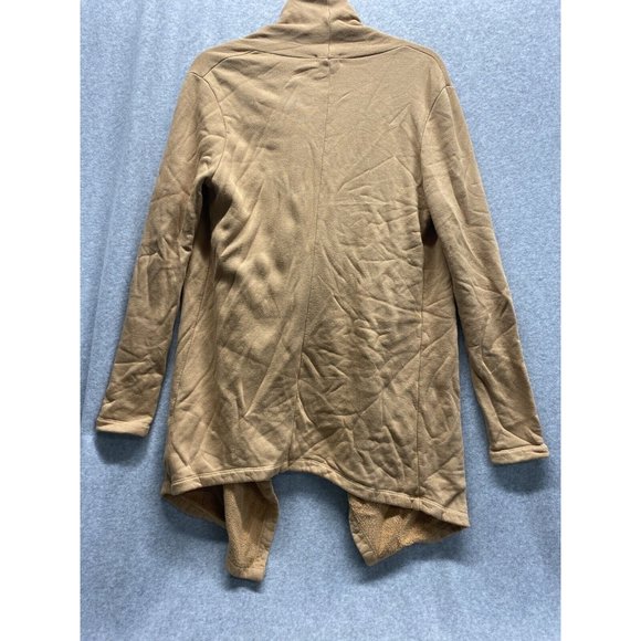 LA Made Aria Essential Cardigan Open Front Fleece Lined Camel Size Small NWT - Picture 2 of 6